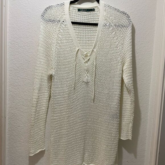 Ralph Lauren Loose Knit Sweater white jumper size L - Picture 3 of 9